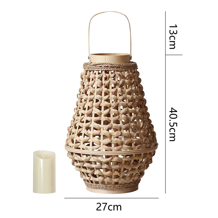 Elegant lantern made of braided rattan Stornfield