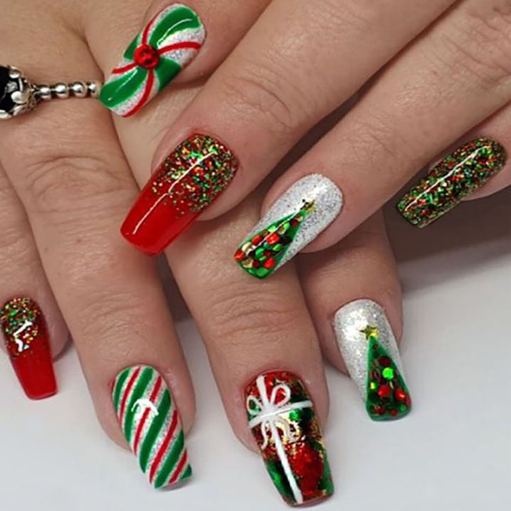 Festive Patterned Press-On Nails