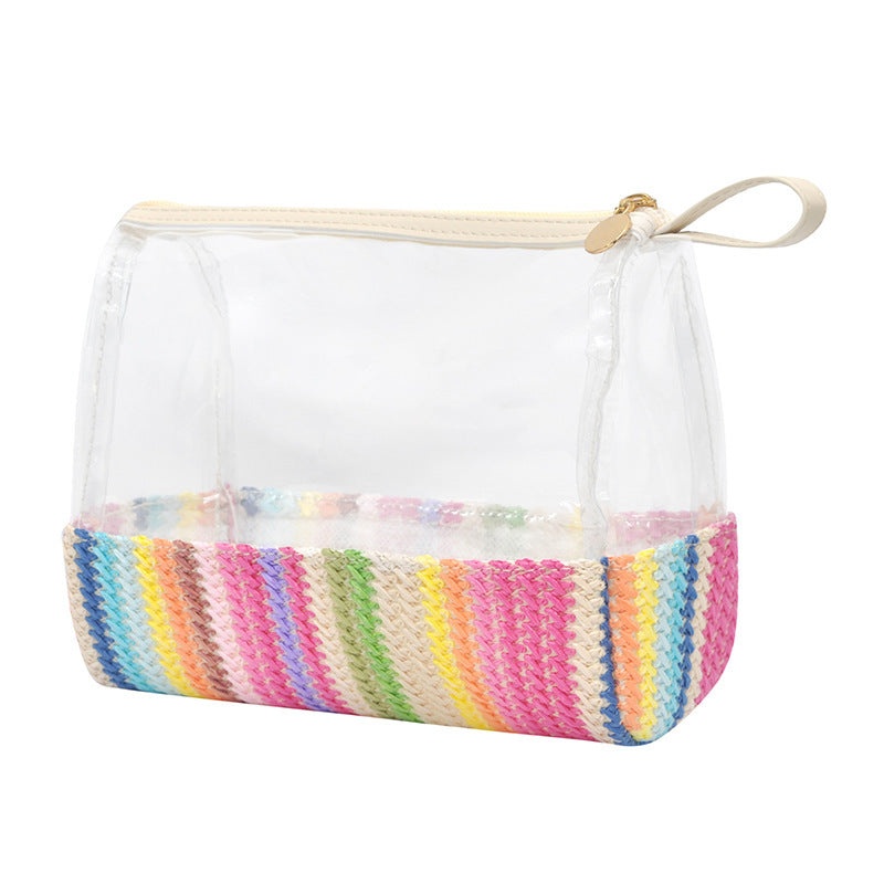 Cosmetic bag made of transparent material with woven bottom Stornfield