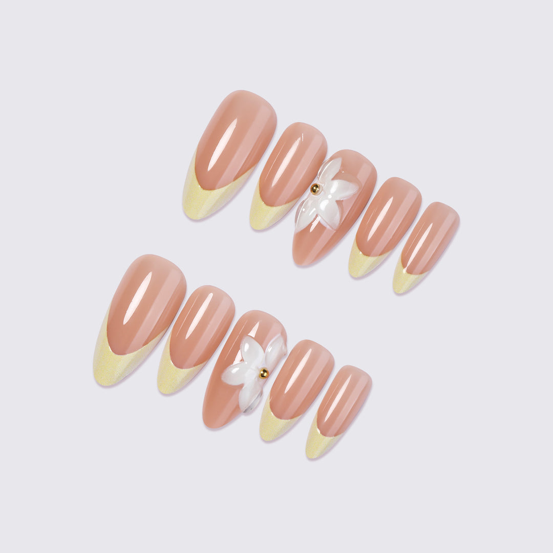 Premium Floral Embellished Press-On Nails Stornfield