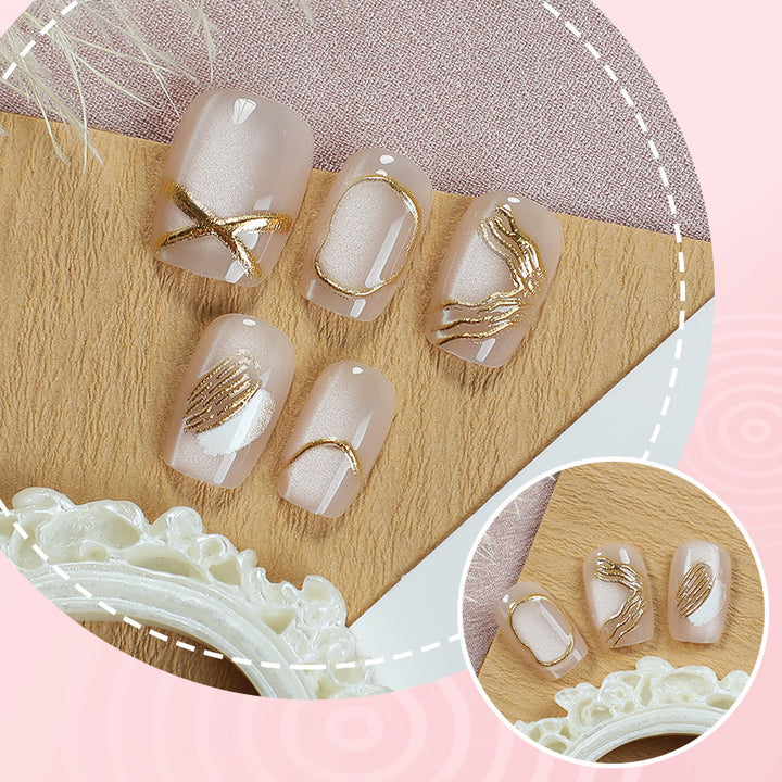 Luxury Gold-Accented Press-On Nail Set