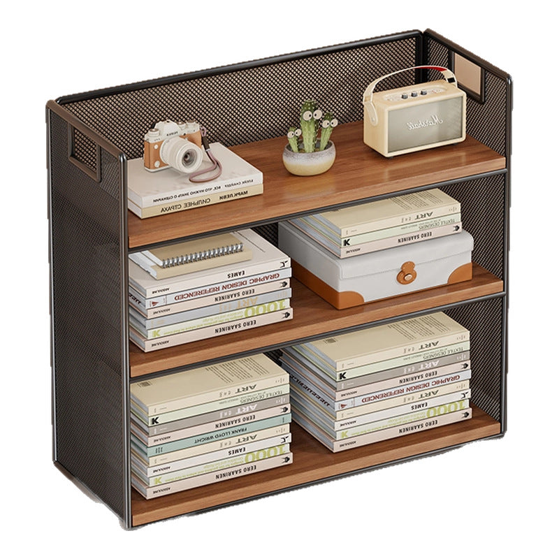 Perforated Metal Two-Tier Desktop Organizer Shelf with Integrated Carry Handles