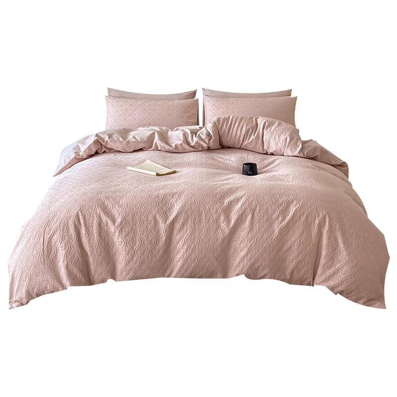 Jacquard Floral Embossed Duvet Cover and Pillowcase Set