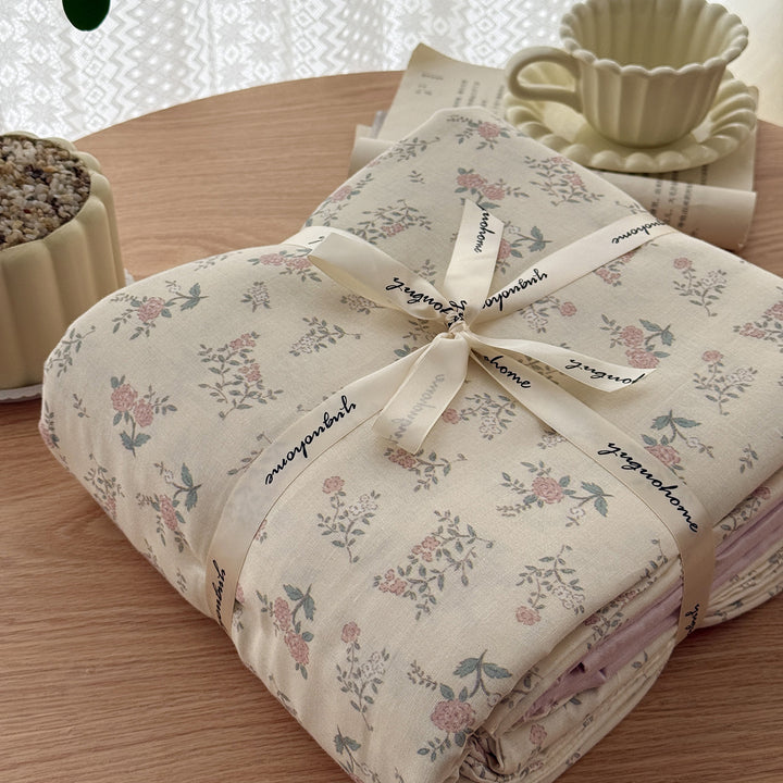 Floral-Print Cotton-Linen Duvet Cover Gift Set with Reversible Finish and Deep-Corner Ties
