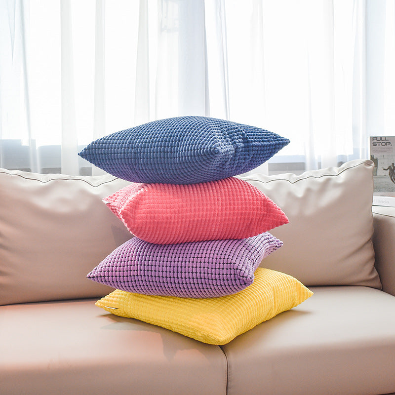 Textured Waffle-Weave Cotton Lumbar and Square Pillow Covers Set