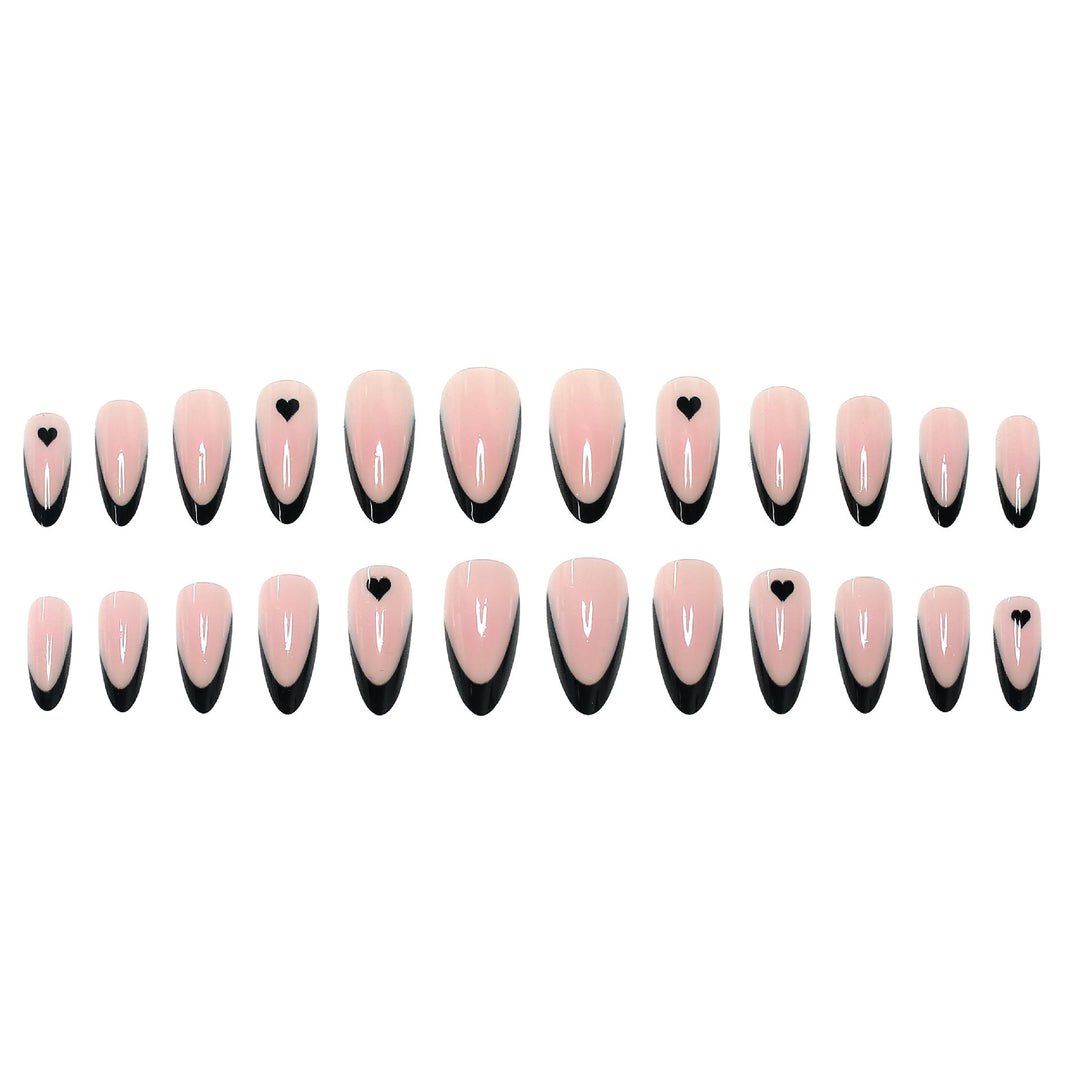Elegant Stiletto Press-On Nail Tips with Heart Accents