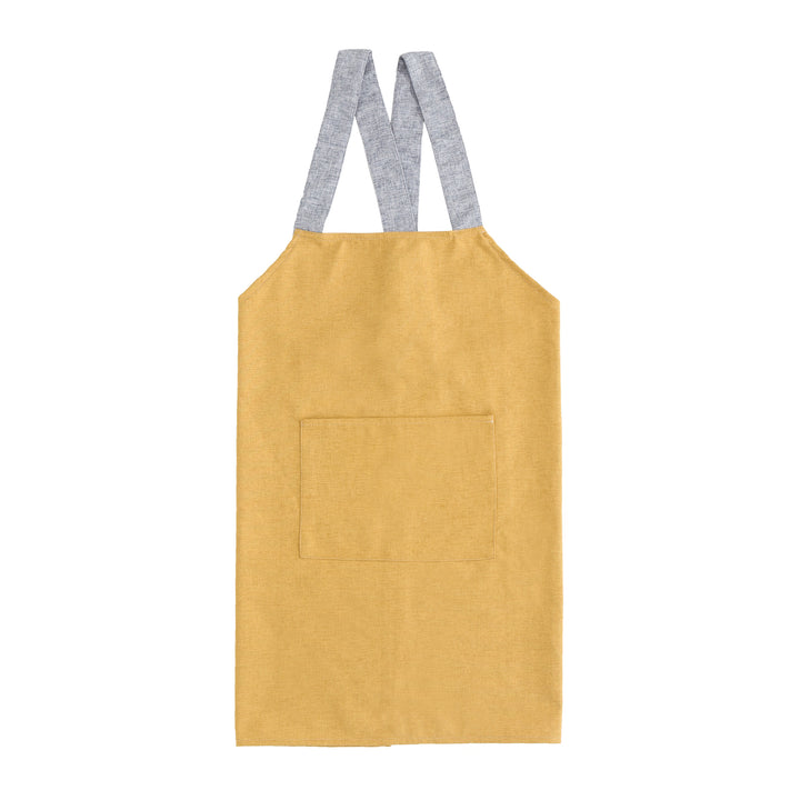 Apron with cross straps and large front pocket made of linen blend