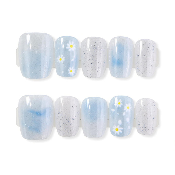 Artistic Press-On Nail Set with Floral Accents Stornfield 1788497744