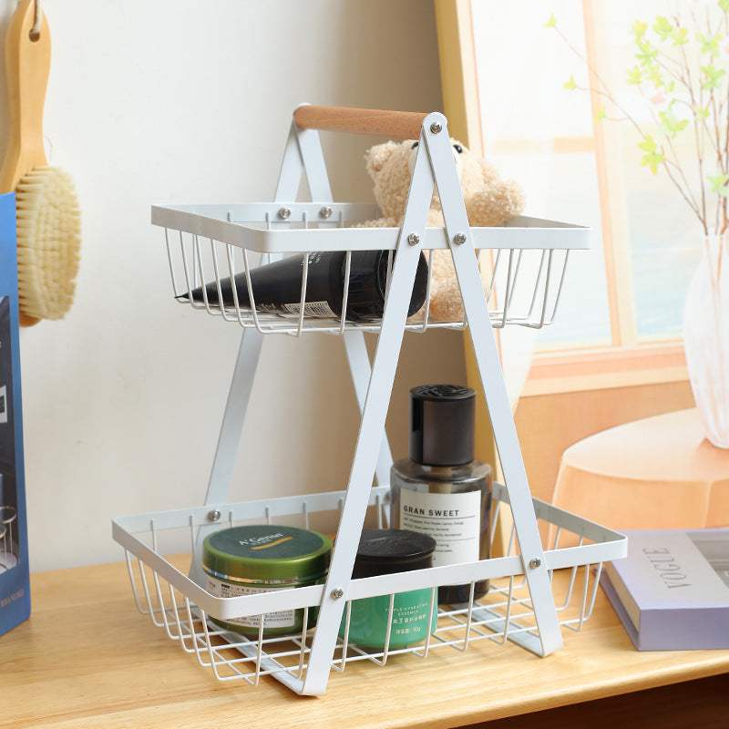 Sturdy Two-Tier Metal Storage Basket Stornfield