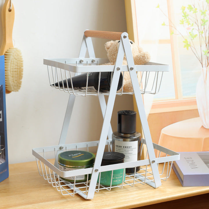 Sturdy Two-Tier Metal Storage Basket Stornfield