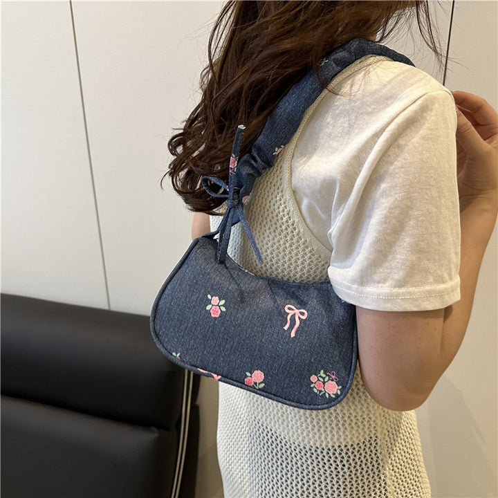 Embroidered Denim Shoulder Bag Stornfield