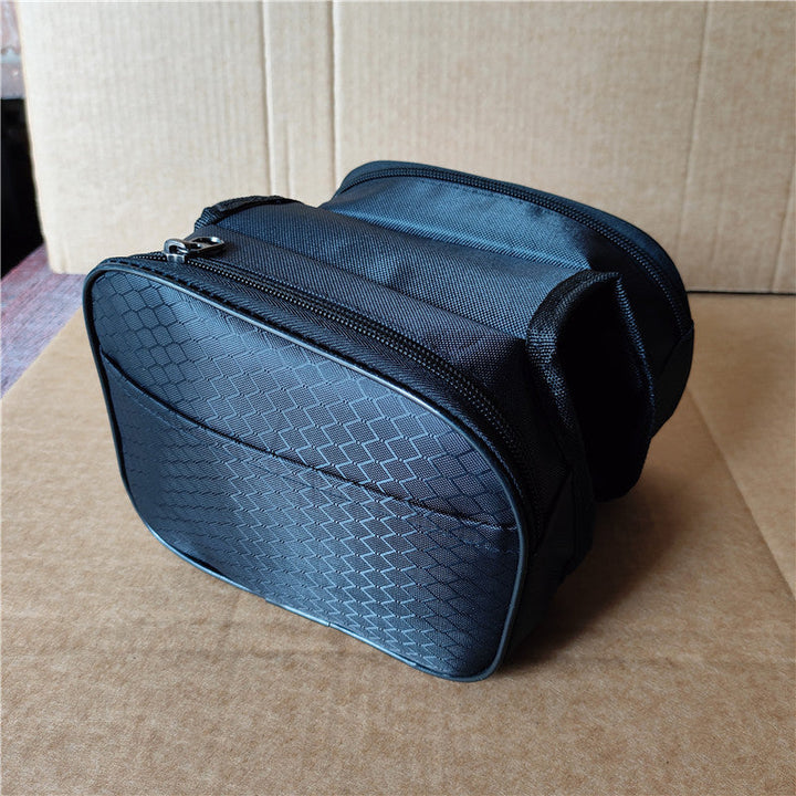 dual-compartment reflective cycling saddle pannier bag with waterproof fabric and quick-release straps Stornfield