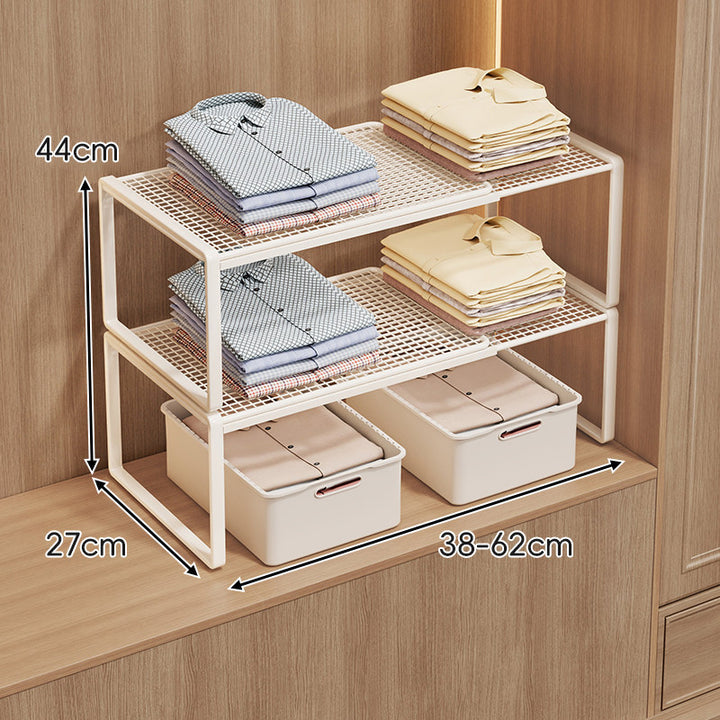 Adjustable Mesh Shelf Riser for Closet Countertop and Cabinet