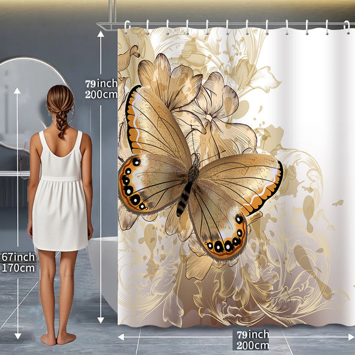 Butterfly-Inspired Floral Shower Curtain Stornfield