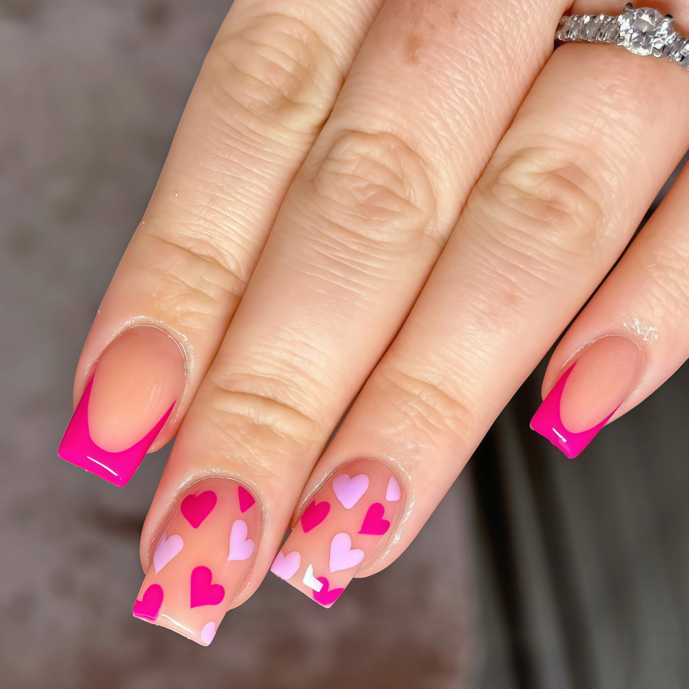 Artificial nails with romantic heart designs Stornfield