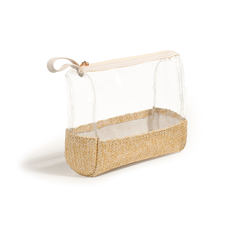 Cosmetic bag made of transparent material with woven bottom Stornfield