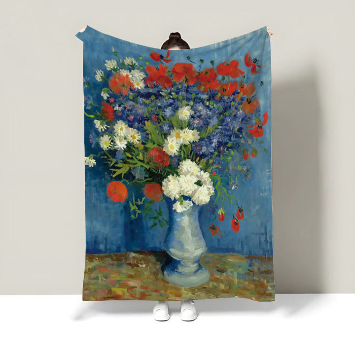 Artistic Floral Print Throw Blanket