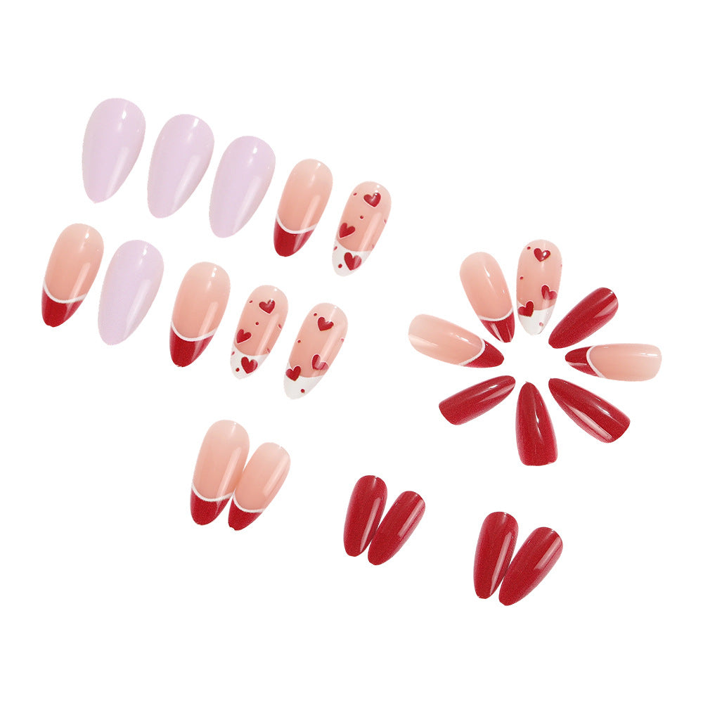 Artificial nails set with romantic heart designs Stornfield