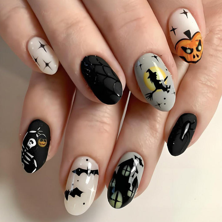 Halloween Artificial Nail Set with Creative Spooky Designs and Halloween Decorations Stornfield