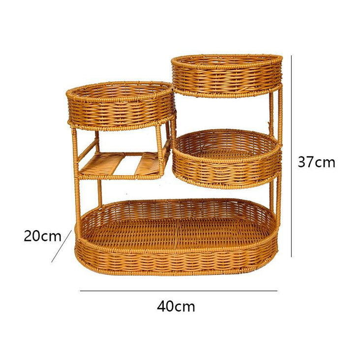 Unisex Rattan Shelf with Three Levels Stornfield