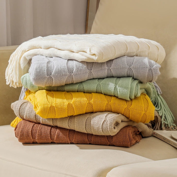 Textured Fringe Throw Blanket