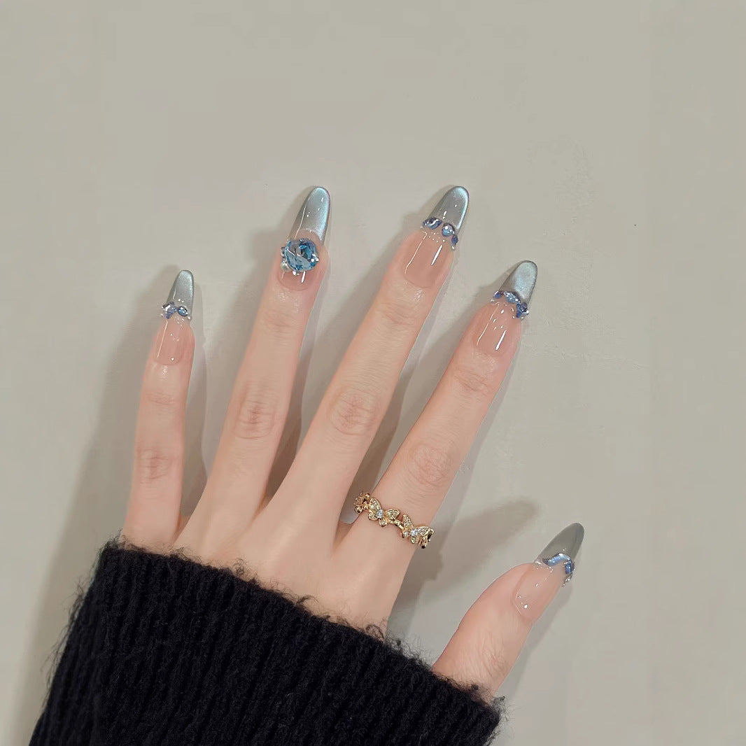 Decorative Press-On Nail Art Set with Azura Crystal Accents