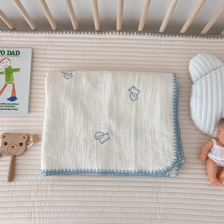Unisex cuddly muslin blanket with cute animal design Stornfield