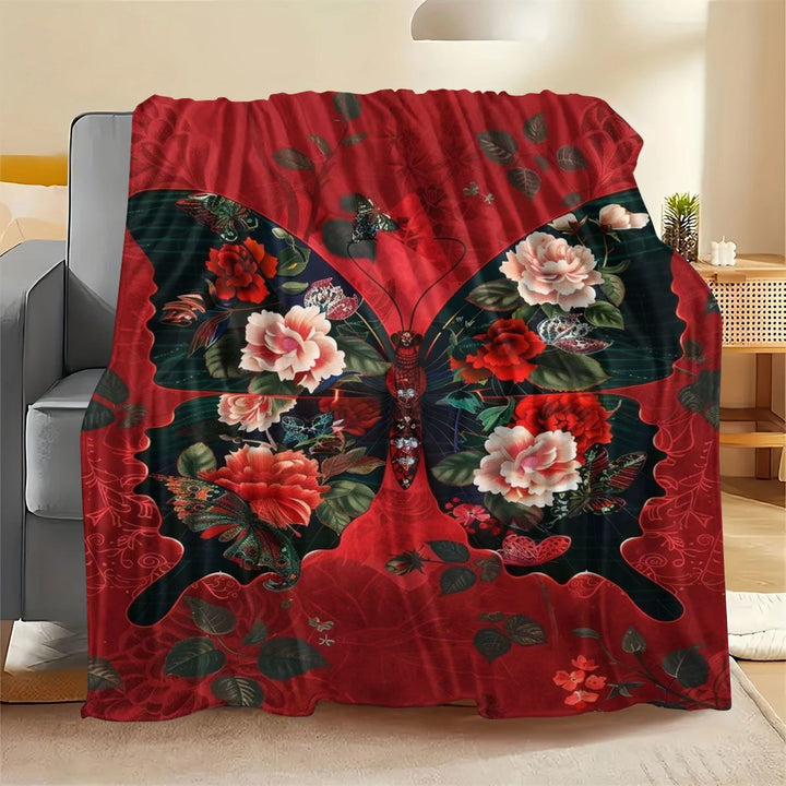 Fluffy Butterfly Print Fleece Blanket
