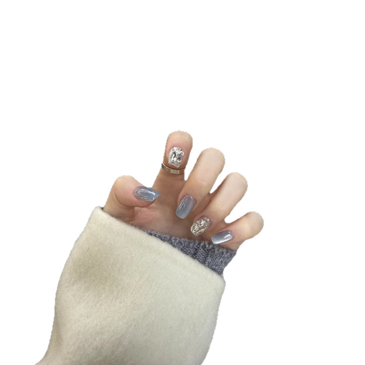 Decorative Press-On Nail Art Set with Glamorous Gem Accents