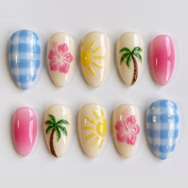 Tropical-Themed Press-On Nail Art Collection Stornfield