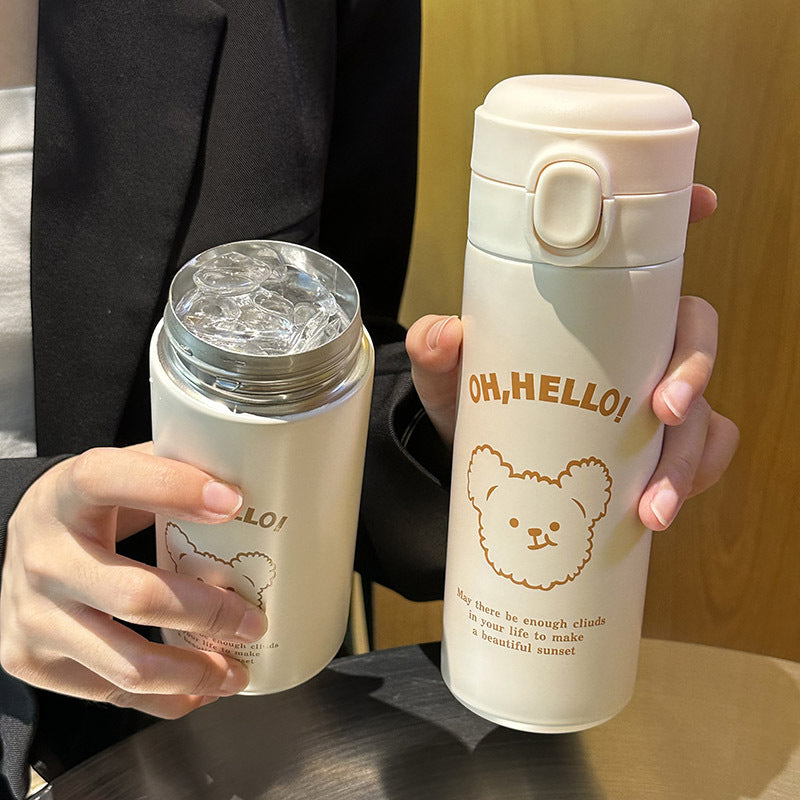 Ladies Insulated Drinking Bottle with Cute Animal Design and Practical Flip Top Stornfield