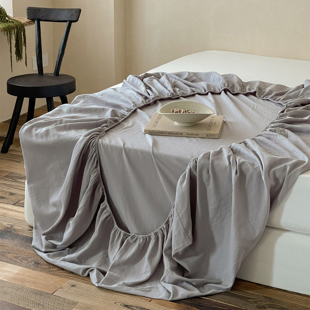 Deep-Pocket Elasticized Ruffled Fitted Sheet with Gathered Skirt
