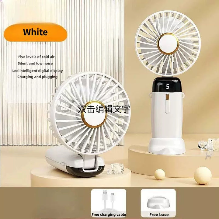 Unisex One Size Foldable Rechargeable Hand Fan with More Speed LED Display Removable Charging Base Stornfield
