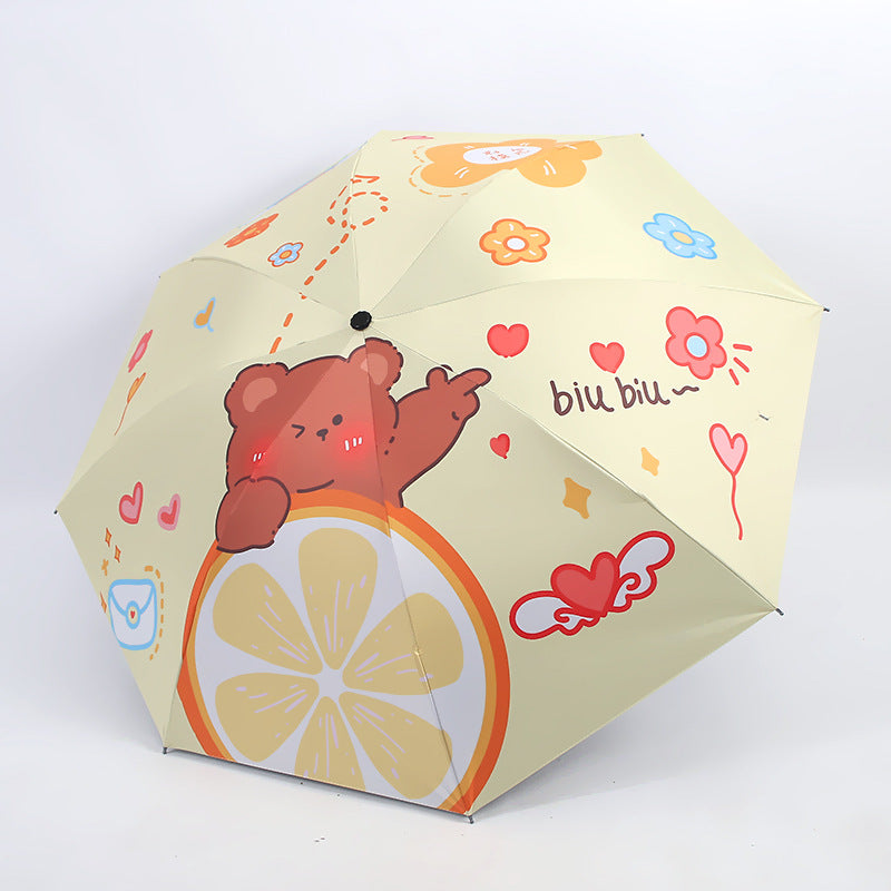 Women's Folding Umbrella with Playful Bear Design Stornfield