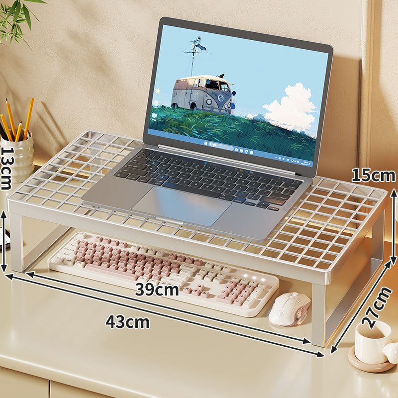 Elevated Mesh Laptop Stand Riser with Under-Keyboard Storage
