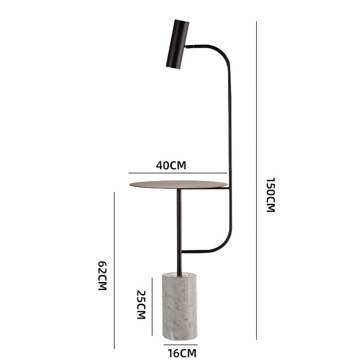 Modern Marble Base Floor Lamp with Integrated Side Table