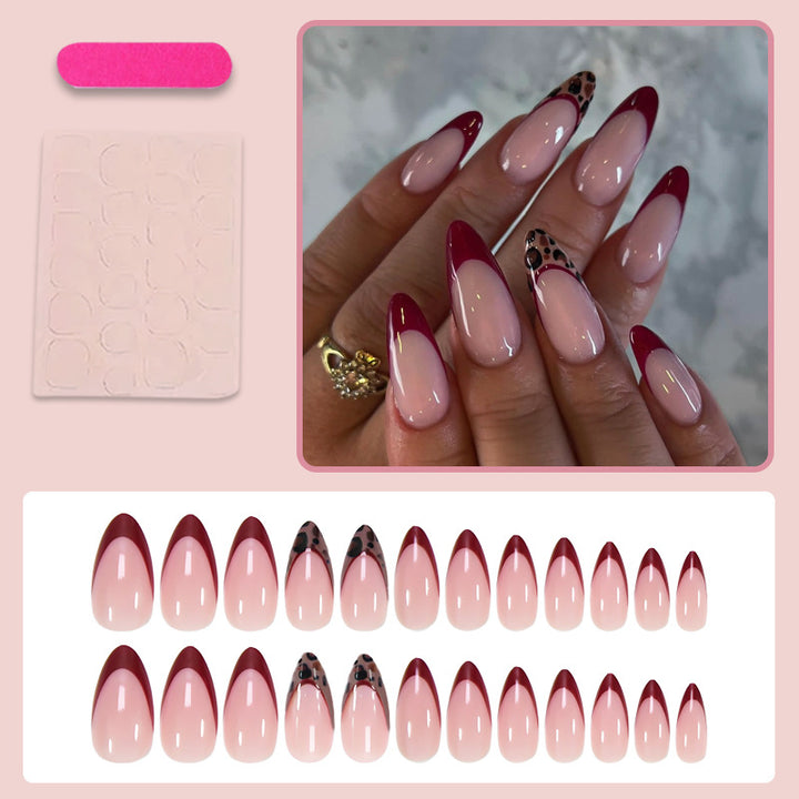 Acrylic nail set with elegant French tip and modern patterns Stornfield