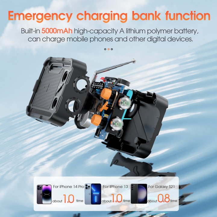 Multifunctional emergency radio with solar charger and flashlight Stornfield