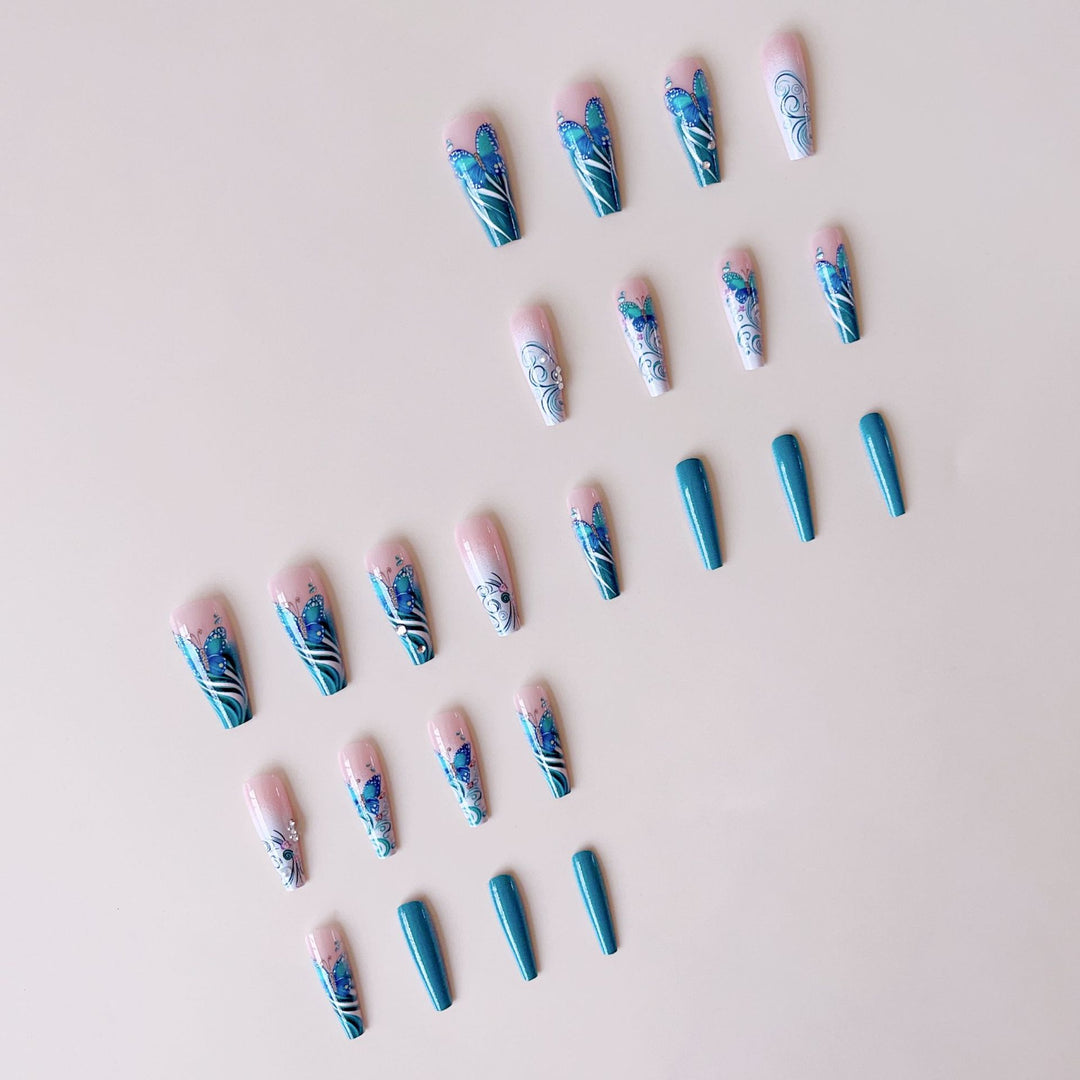 Nail art set with filigree butterfly embellishments Stornfield