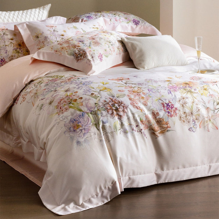 Floral Watercolor Cotton-Sateen Duvet Cover Set with Piped Edge & Pillow Shams
