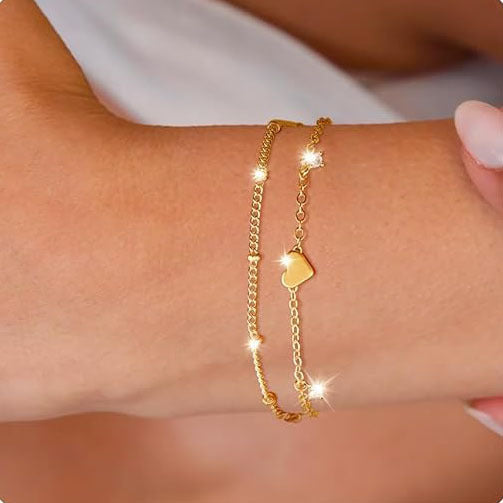 Elegant Heart Charm Chain Bracelet Stornfield