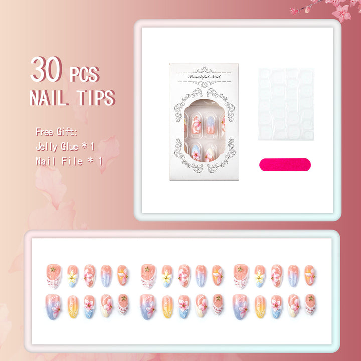 Artistic Floral-Themed Press-On Nail Art Set