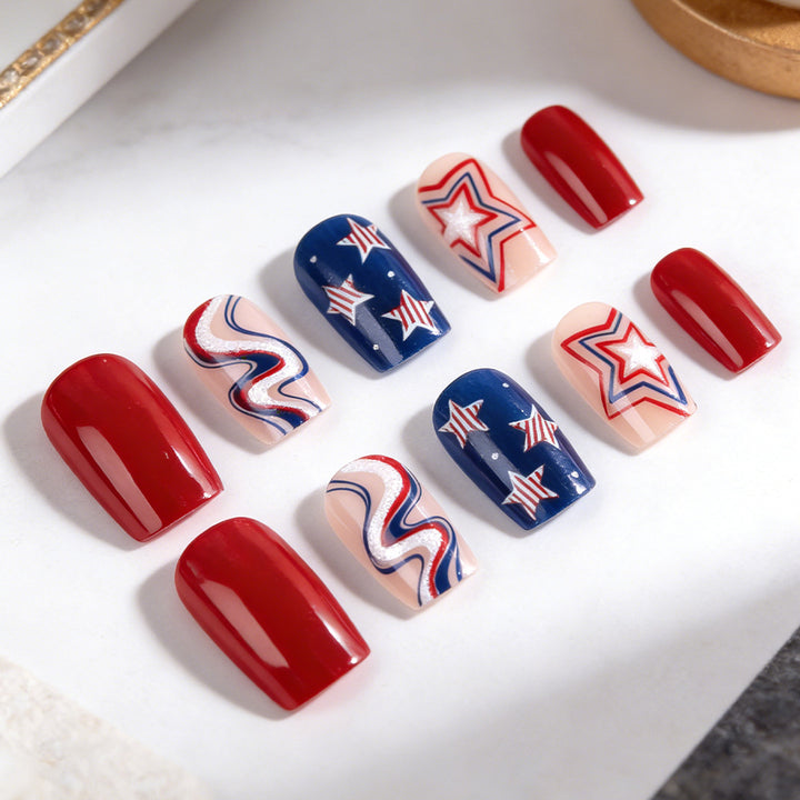 Themed Press-On Nail Art Set with Star Design Stornfield