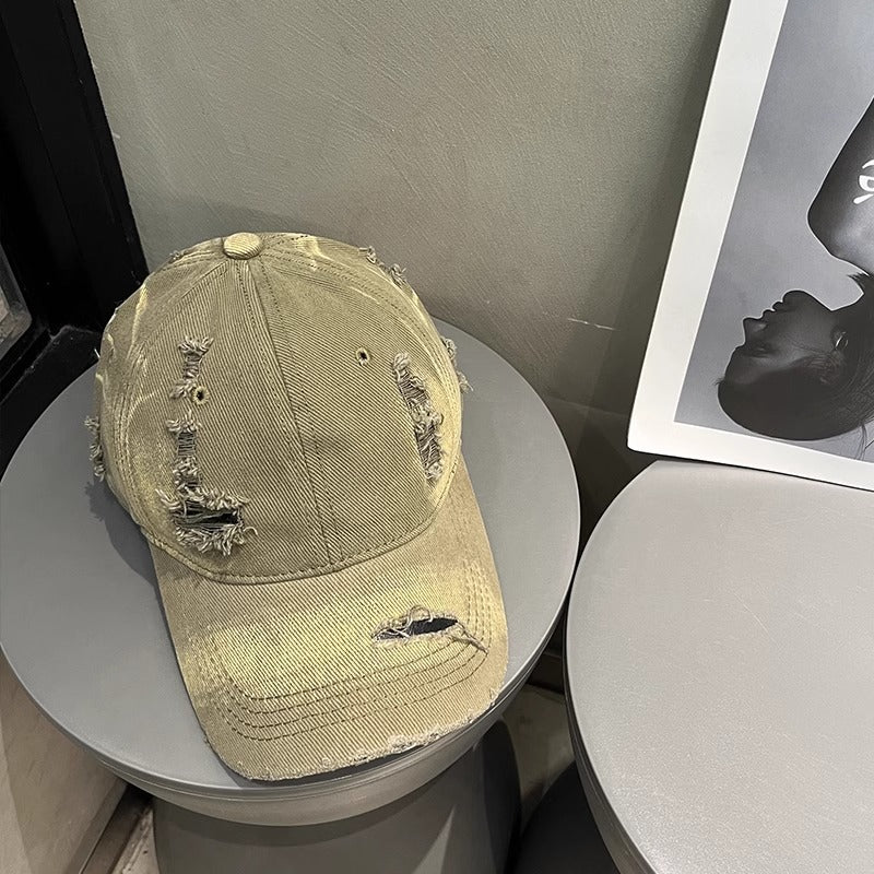 Women's Distressed Black Denim Baseball Cap Stornfield