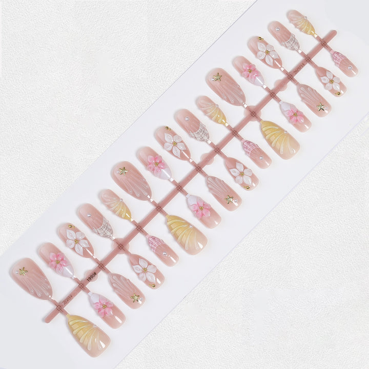 Premium Artifical Nails with Floral Designs Stornfield