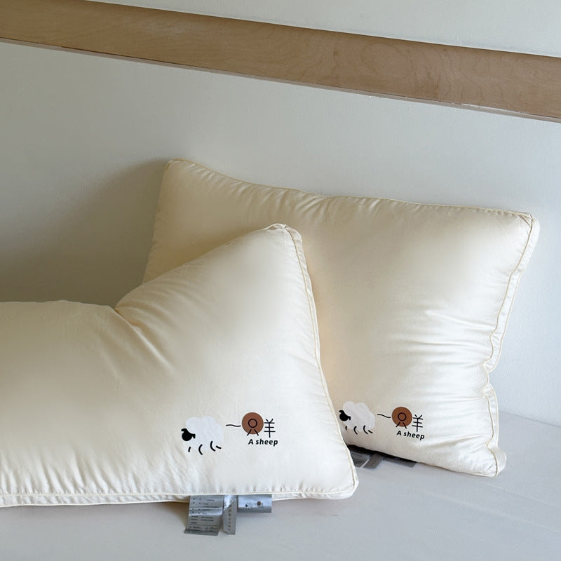 Decorative cushion with extra soft microfiber filling and sheep embroidery Stornfield
