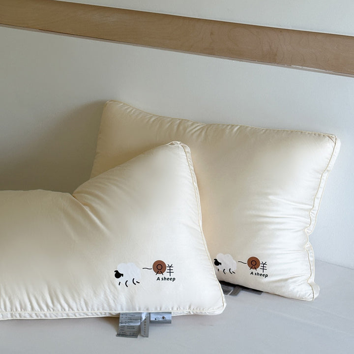 Decorative cushion with extra soft microfiber filling and sheep embroidery Stornfield