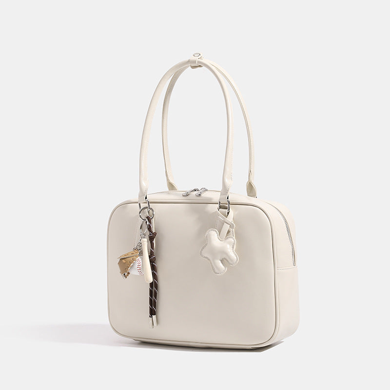 Trendy Handheld Satchel Bag with Decorative Charms