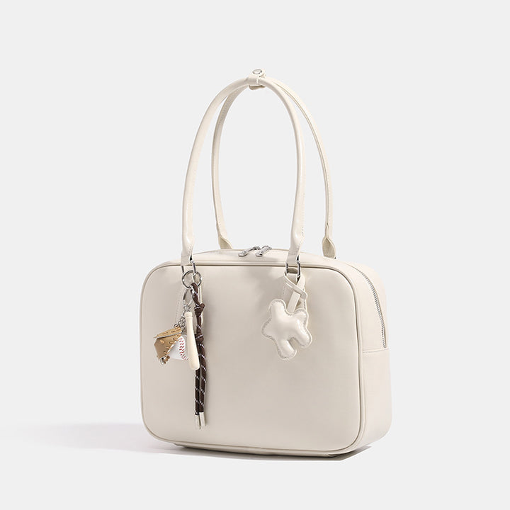 Trendy Handheld Satchel Bag with Decorative Charms