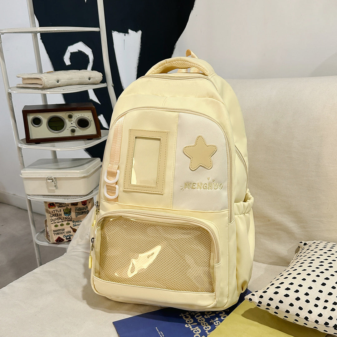 Structured Casual Backpack with Transparent Pocket Stornfield